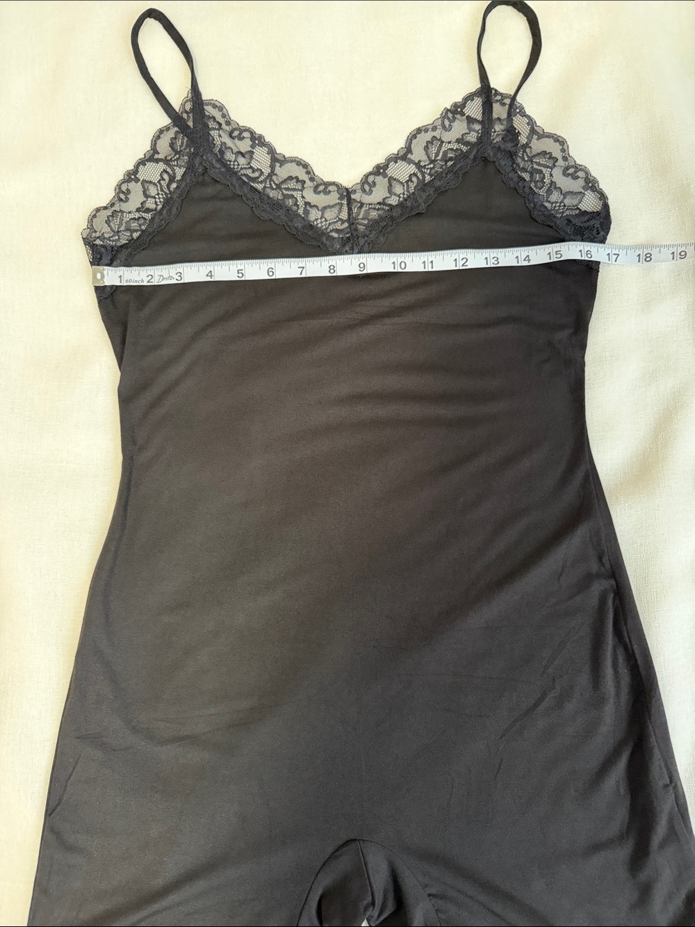 Women’s Jumpsuit Spaghetti Straps Lace V Neck Sleeveless Short Romper Black L - Picture 7 of 16